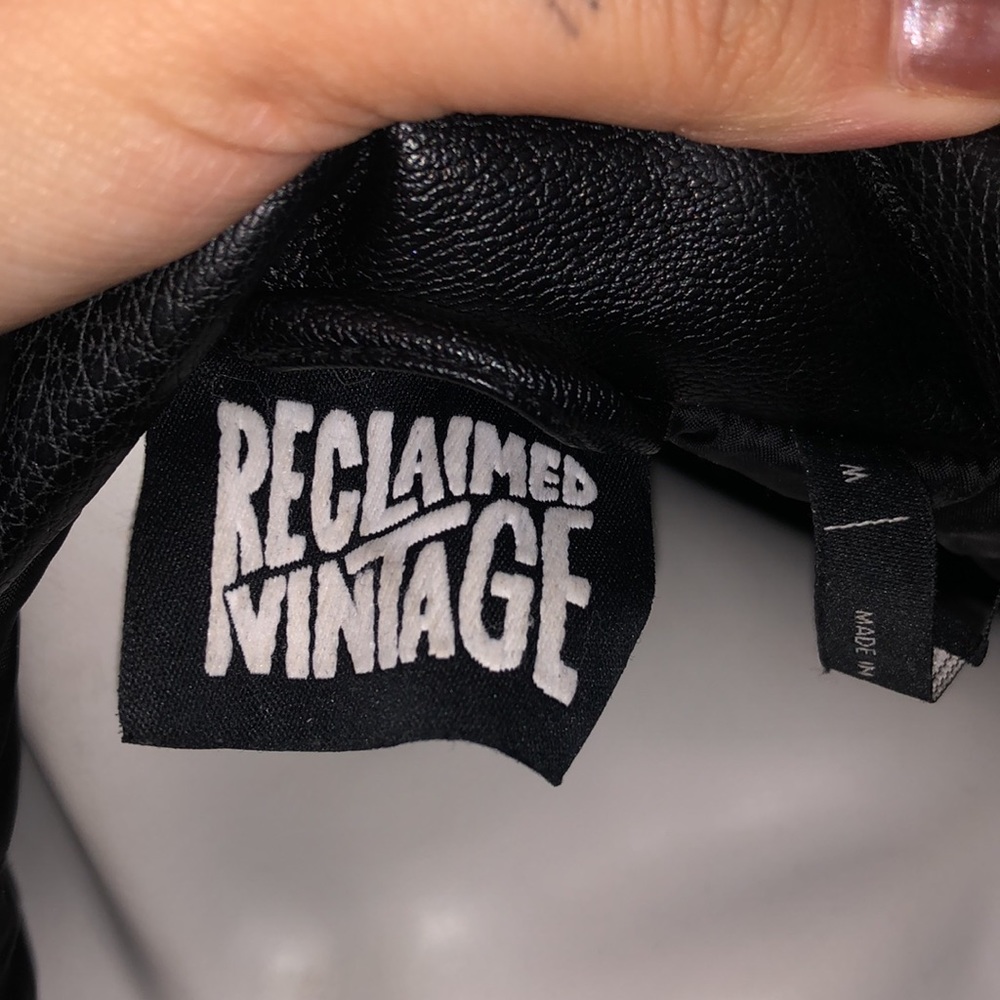 RECLAIMED VINTAGE FAUX LEATHER JACKET - Picture 7 of 8